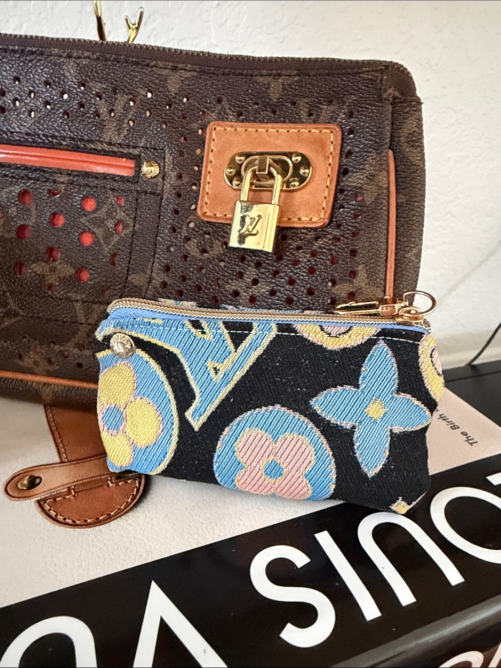 Upcycled Louis Vuitton Multicolor Floral Jacquard Key Pouch - Designer Style